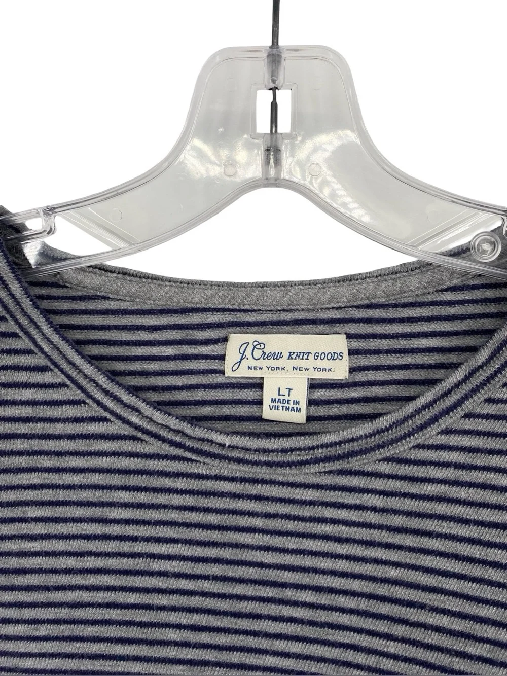 J. Crew Knit Goods Men’s Striped Long Sleeve Pocket Shirt Gray Blue Large Tall